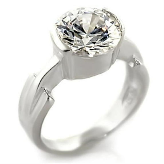 Luxe Jewelry Designs Women's Sterling Silver Ring with Round Cubic Zirconia Stone - Size 5