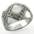 thumbnail image 1 of Luxe Jewelry Designs Women's Sterling Silver Ring with Square White Precious Conch Stone - Size 8, 1 of 1