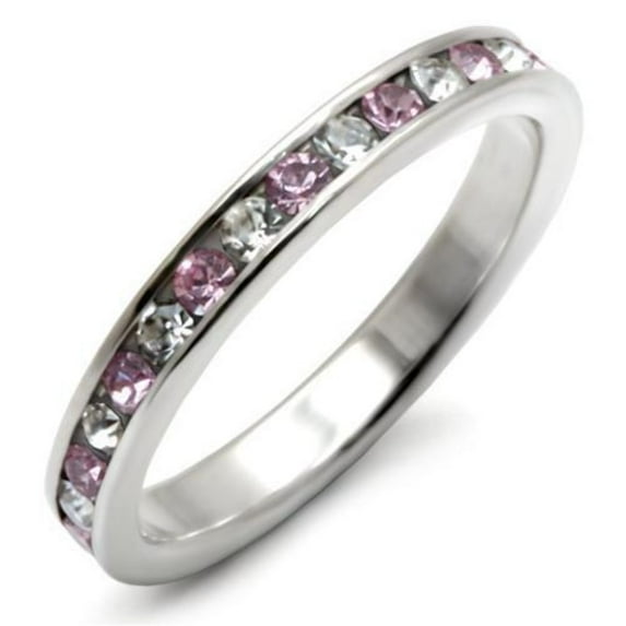 Luxe Jewelry Designs Women's Sterling Silver Ring with Top Grade Crystals Light Amethyst - Size 7