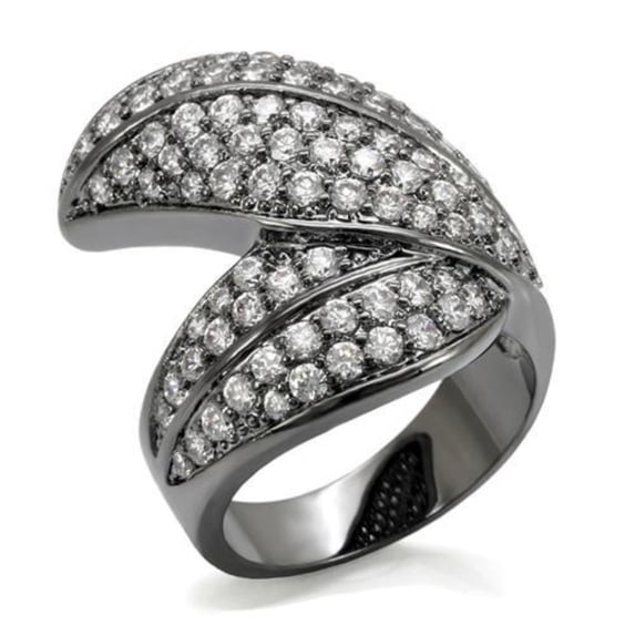 Luxe Jewelry Designs Women's Tin Cobalt Black Finish Ring with AAA Grade Cubic Zirconia Stones -