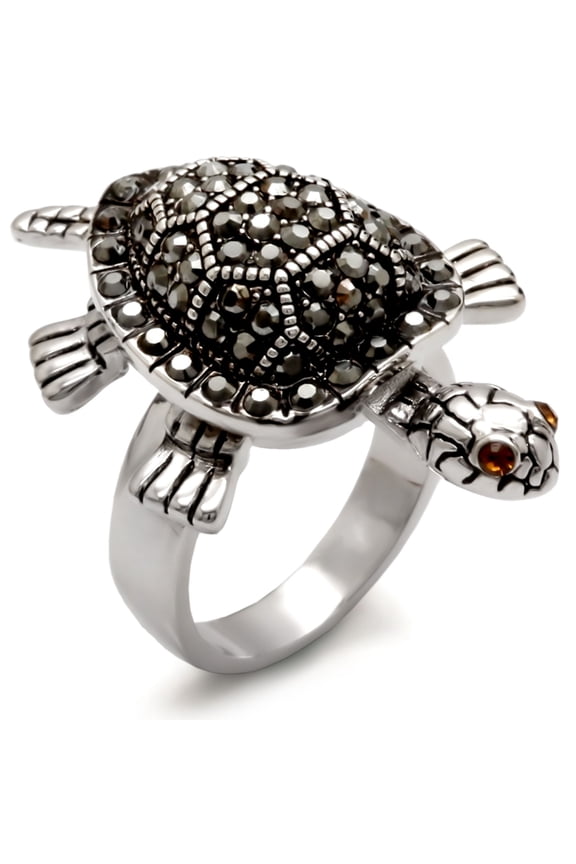 Luxe Jewelry Designs Women's Tortoise Ring with Multi Color Top Grade Crystals - Size 5 (Pack of 2)