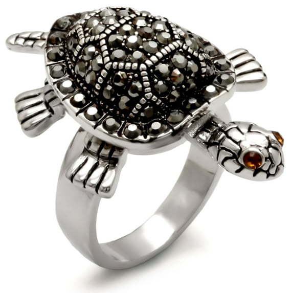 Luxe Jewelry Designs Women's Tortoise Ring with Multi Color Top Grade Crystals - Size 6 (Pack of 2)