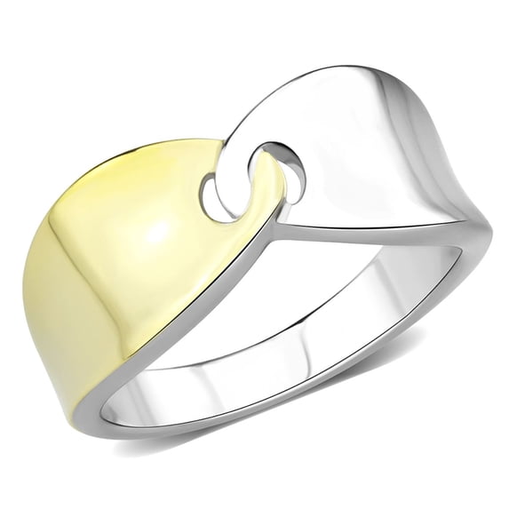 Luxe Jewelry Designs Women's Two Tone Gold Ion Plated Stainless Steel Ring - Size 6 (Pack of 2)
