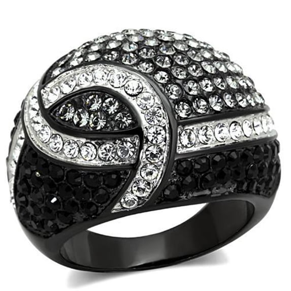 Luxe Jewelry Designs Women's Two Tone High Polished Stainless Steel Unique Ring with Top Grade