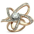 thumbnail image 1 of Luxe Jewelry Designs Women's Two Tone Rose Gold Ion Plated Flower Shaped Ring with CZ Stones - Size, 1 of 4