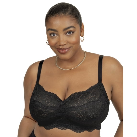 Curvy Couture Women's Plus Size Luxe Lace Wireless Bralette