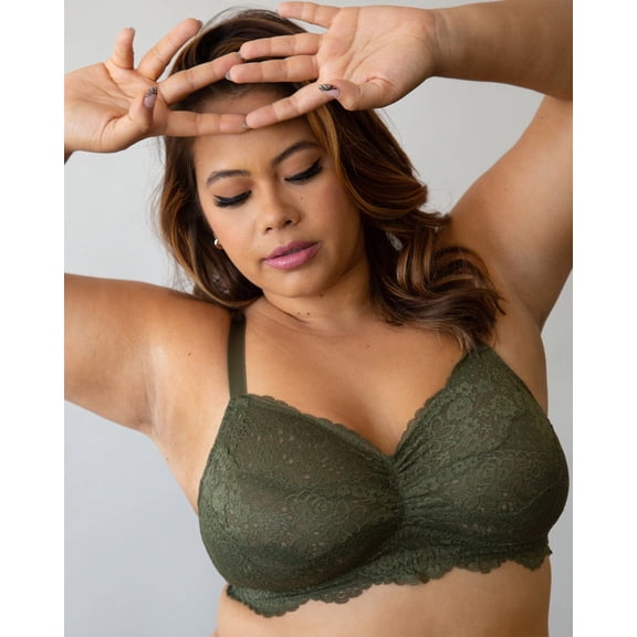 Luxe Lace Wireless Bralette - Olive Night