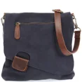 thumbnail image 1 of The Luxe Leather Women's Suede Crossbody Purse with Brown Leather Strap – Navy, 1 of 4