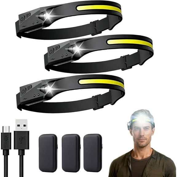 LED Lampe Frontale ArkenLite, 230° Torche Frontale Rechargeable USB Capteur De Mouvement, IPX4 Étanche Ultra-légère Lampe Frontal pour Randonnée Bricolage Camping Pêche