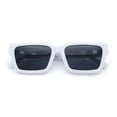 thumbnail image 1 of Luxe Lion Head Jewel Hinge Narrow Rectangle Horn Rim Plastic Sunglasses White - Black, 1 of 1