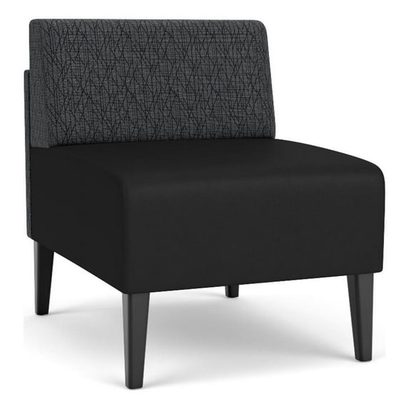 Luxe Lounge Reception Armless Guest Chair / Black Steel Legs / Dark Gray / Black