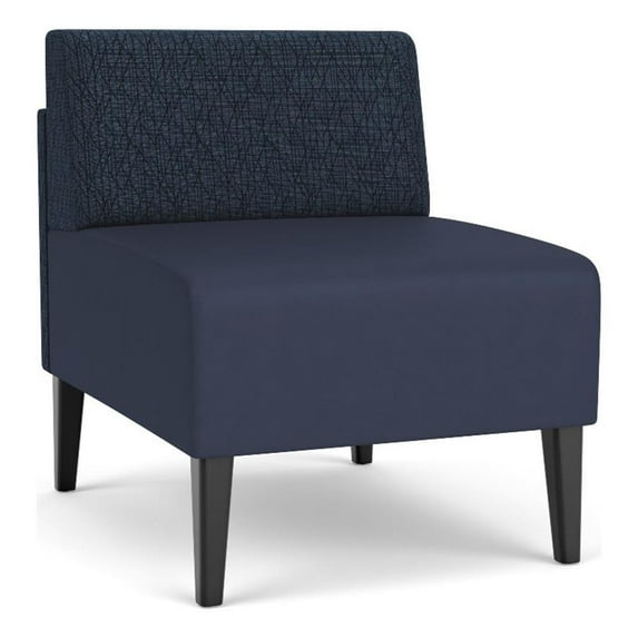 Luxe Lounge Reception Armless Guest Chair / Black Steel Legs / Blue / Blue
