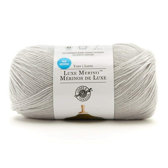 Luxe Merino Solid Yarn by Loops & Threads - Yarn for Knitting - Crochet - Weaving - and Arts & Crafts - Blue Dawn - Wool Blend - 5.3 oz