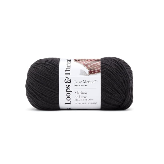 Luxe Merino Solid Yarn by Loops & Threads - Yarn for Knitting - Crochet - Weaving - and Arts & Crafts - Brown - Wool Blend - 5.3 oz