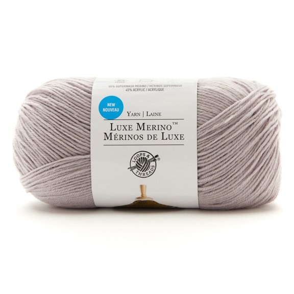 Luxe Merino Solid Yarn by Loops & Threads - Yarn for Knitting - Crochet - Weaving - and Arts & Crafts - Purple - Wool Blend - 5.3 oz