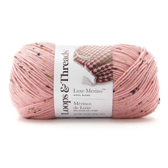 Luxe Merino Tweed Yarn by Loops & Threads - Yarn for Knitting - Crochet - Weaving - and Arts & Crafts - Bridal Rose - Wool Blend - 4.4 oz