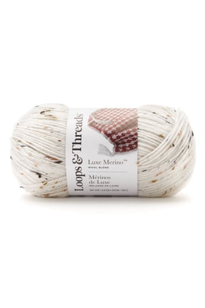 Luxe Merino Tweed Yarn by Loops & Threads - Yarn for Knitting - Crochet - Weaving - and Arts & Crafts - Cream - Wool Blend - 4.4 oz