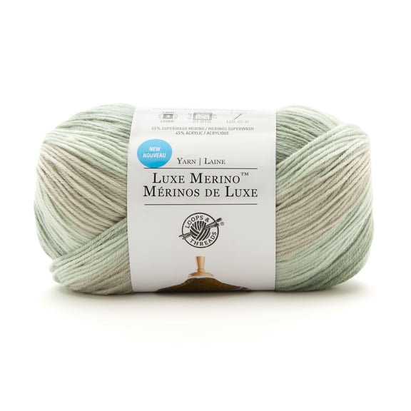 Luxe Merino Yarn by Loops & Threads - Yarn for Knitting - Crochet - Weaving - and Arts & Crafts - Jade - Acrylic Blend - 4.4 oz