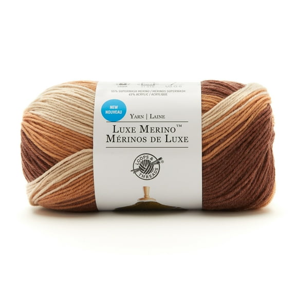 Luxe Merino Yarn by Loops & Threads - Yarn for Knitting - Crochet - Weaving - and Arts & Crafts - Sand - Acrylic Blend - 4.4 oz