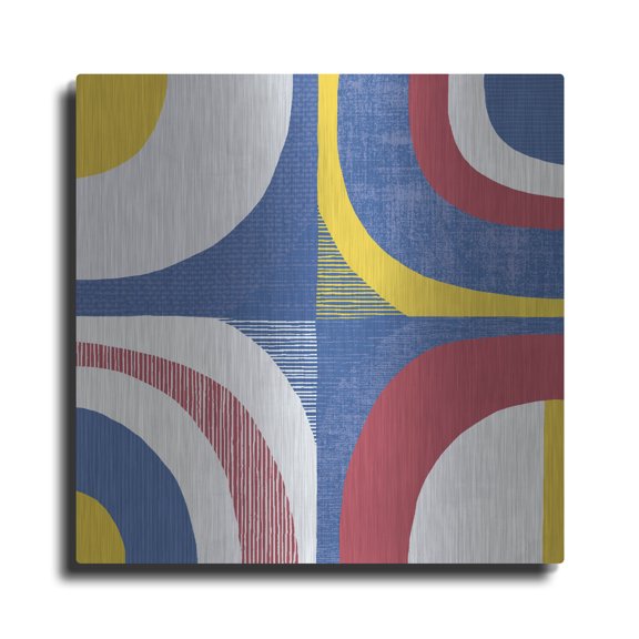 Luxe Metal Art 'Abstract Circles' by Wild Apple Portfolio Metal Wall Art, 12" x 12"
