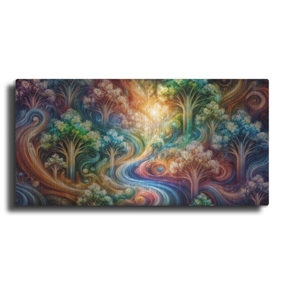 Luxe Metal Art 'Abstract Forest' by Rey Klimt Metal Wall Art, 24" x 12"