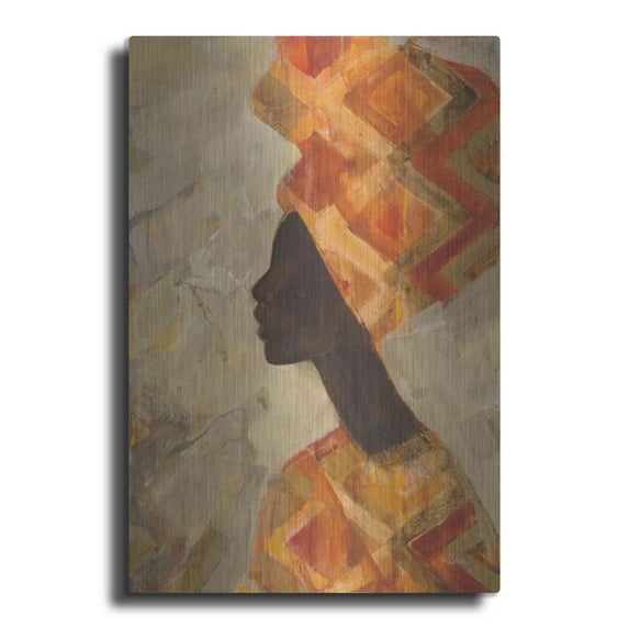 Luxe Metal Art 'African Beauty II' by Albena Hristova, Metal Wall Art, 16"x24"