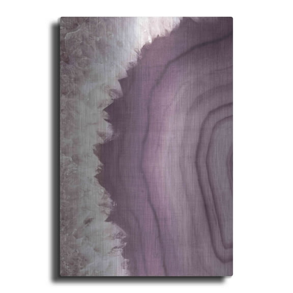 Luxe Metal Art 'Agate Geode I PLUM' by Wild Apple Portfolio, Metal Wall Art, 12"x16"