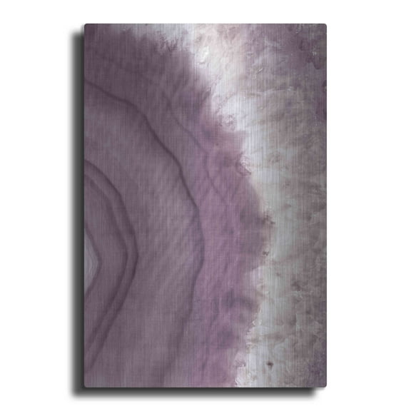 Luxe Metal Art 'Agate Geode II PLUM' by Wild Apple Portfolio, Metal Wall Art, 12"x16"