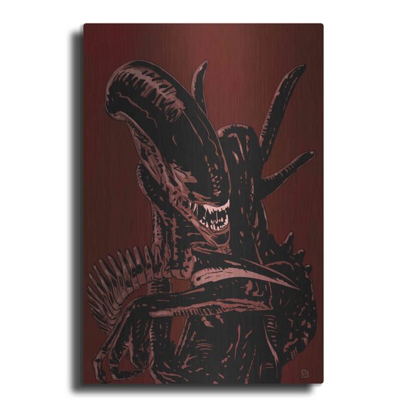 Luxe Metal Art 'Alien' by Giuseppe Cristiano, Metal Wall Art, 12"x16"