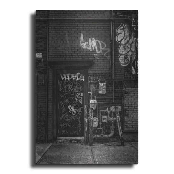 Luxe Metal Art 'Alleyway Pipes No 4' by Brian Carson, Metal Wall Art, 12"x16"
