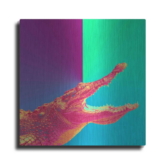 Luxe Metal Art 'Alligator Crush,' Metal Wall Art, 12"x12"