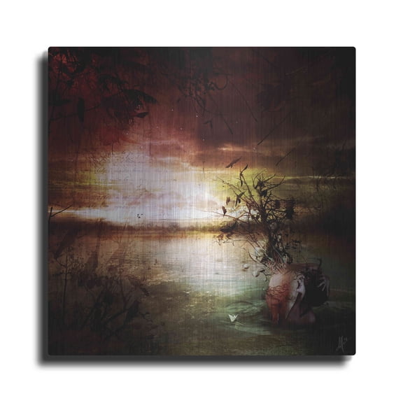 Luxe Metal Art 'Alone' by Mario Sanchez Nevado, Metal Wall Art, 24"x24"