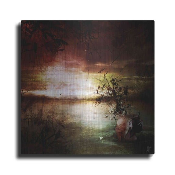 Luxe Metal Art 'Alone' by Mario Sanchez Nevado, Metal Wall Art, 24"x24"