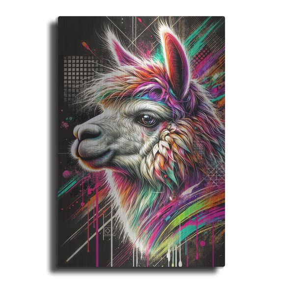 Luxe Metal Art 'Alpaca Abstract' by Rey Klimt Metal Wall Art, 24" x 36"