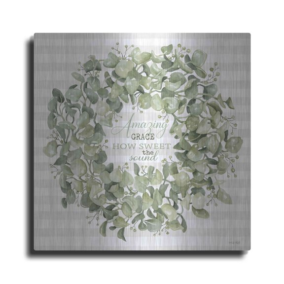 Luxe Metal Art 'Amazing Grace Wreath' by Cindy Jacobs, Metal Wall Art, 24"x24"