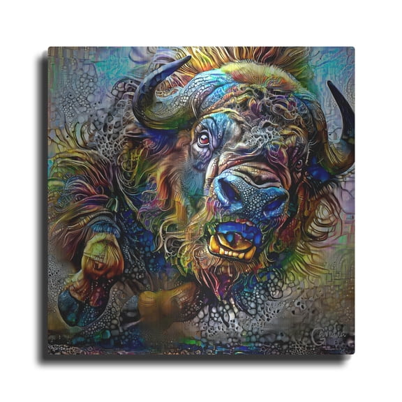 Luxe Metal Art 'American Buffalo American Bison' by Pedro Gavidia Metal Wall Art, 36" x 36"