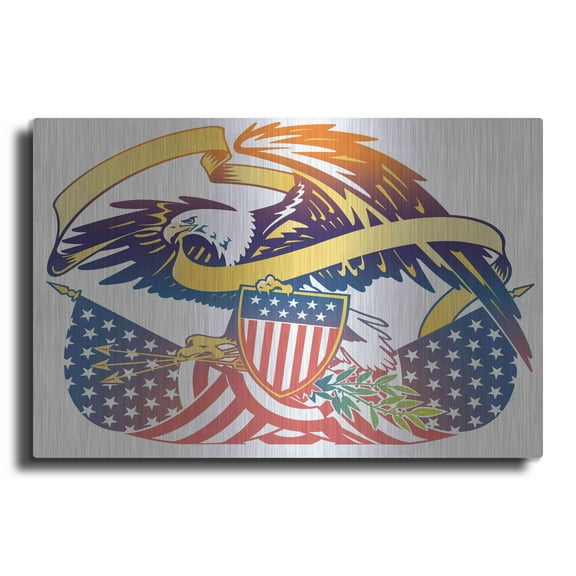 Luxe Metal Art 'American Eagle' by David Chestnutt, Metal Wall Art, 16"x12"