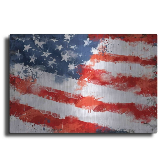 Luxe Metal Art 'American Flag', Metal Wall Art, 24"x16"