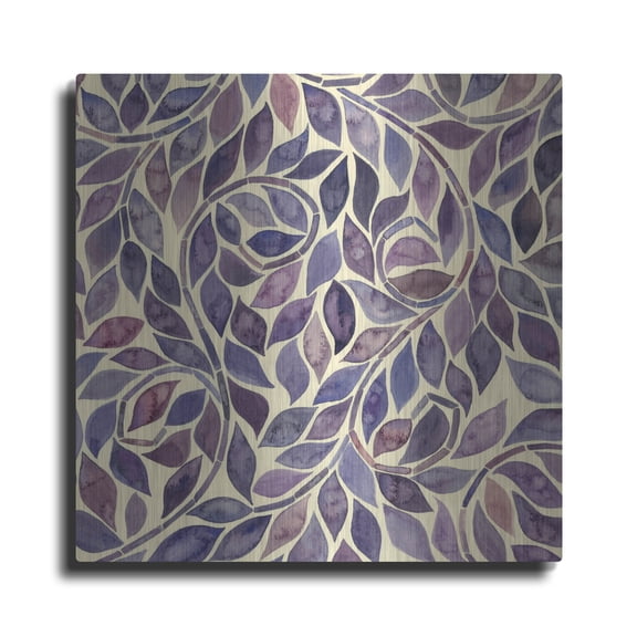 Luxe Metal Art 'Amethyst Swirls IV' by Grace Popp, Metal Wall Art Glass, 24"x24"