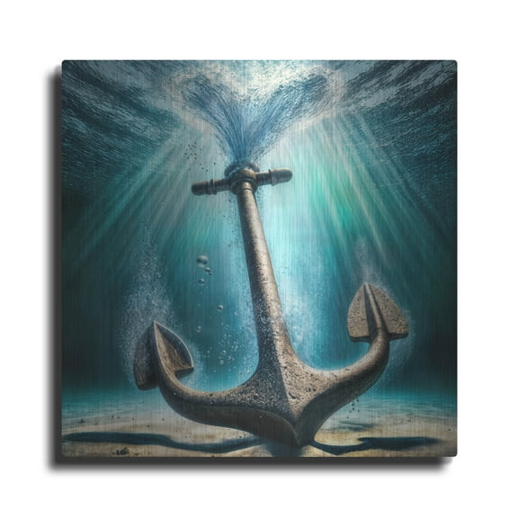 Luxe Metal Art 'Anchor Drop' by Rey Klimt Metal Wall Art, 12" x 12"