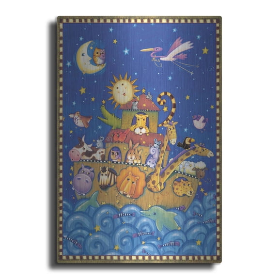 Luxe Metal Art 'Ark 5' by Viv Eisner, Metal Wall Art, 12"x16"