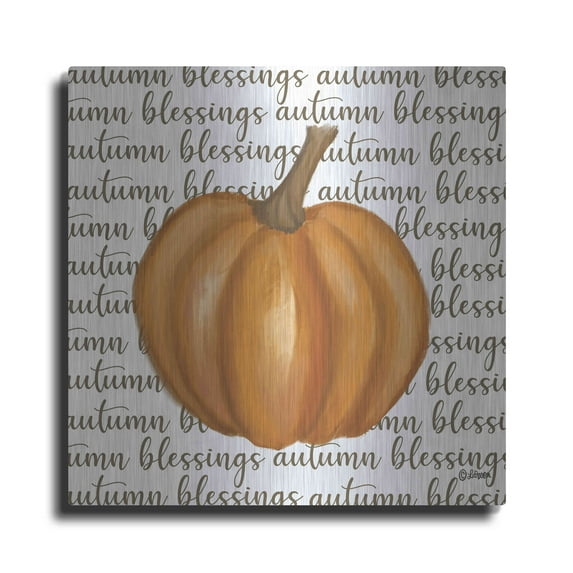 Luxe Metal Art 'Autumn Blessings' by Lisa Larson, Metal Wall Art, 12"x12"