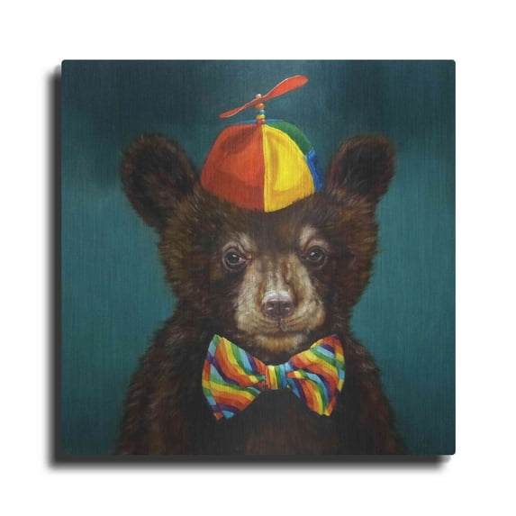 Luxe Metal Art 'Baby Bear' by Lucia Heffernan, Metal Wall Art, 24"x24"
