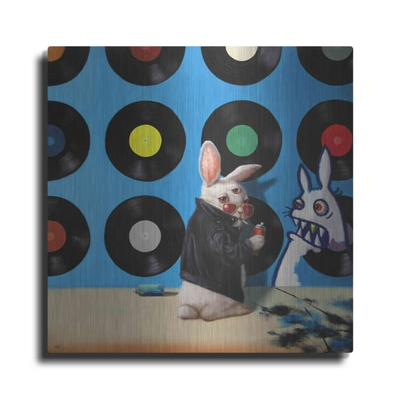 Luxe Metal Art 'Bad Bunny' by Lucia Heffernan, 36"x36"