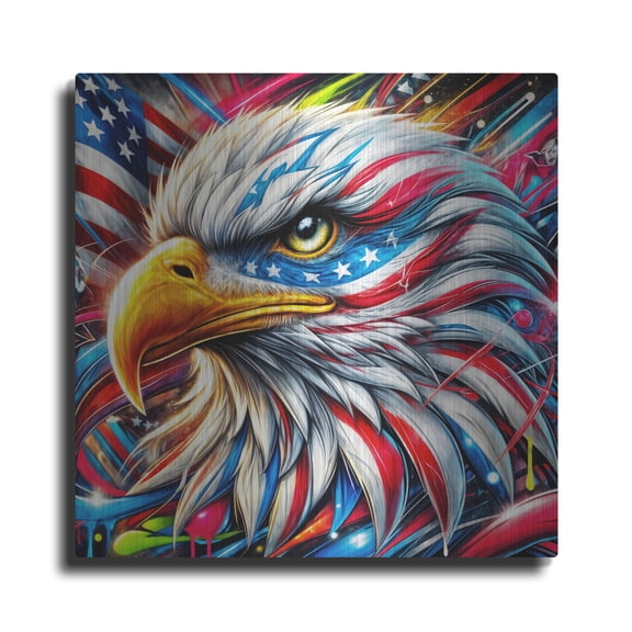 Luxe Metal Art 'Bald Eagle Abstract' by Rey Klimt Metal Wall Art, 12" x 12"