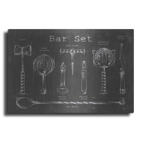 Luxe Metal Art 'Bar Set' by Ethan Harper Metal Wall Art, 24"x16"