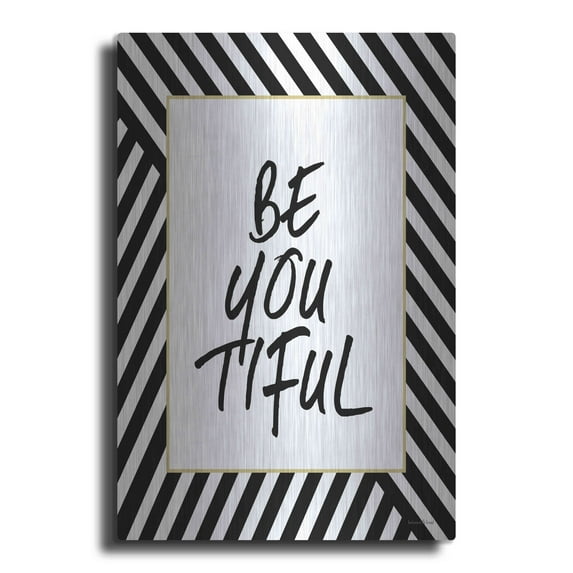 Luxe Metal Art 'Be-You-Tiful' by Lettered & Lined, Metal Wall Art, 12"x16"