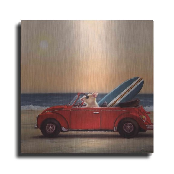 Luxe Metal Art 'Beach Bound' by Lucia Heffernan, 12"x12"