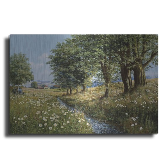Luxe Metal Art 'Beeches And Daisies' by Bill Makinson, Metal Wall Art, 16"x12"