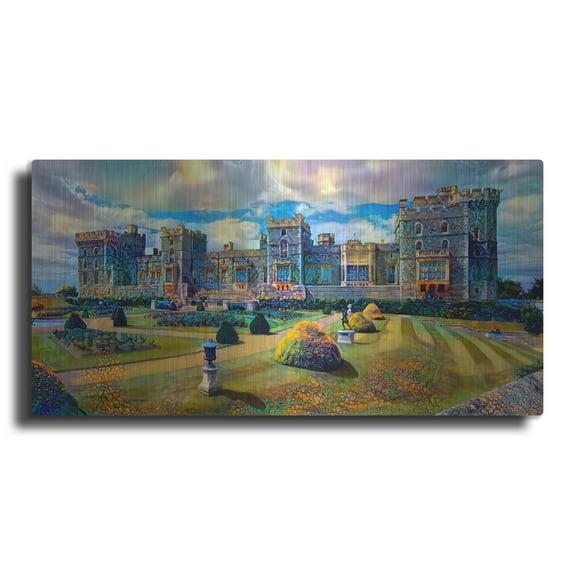 Luxe Metal Art 'Berkshire England Windsor Castle' by Pedro Gavidia, Metal Wall Art, 48"x24"